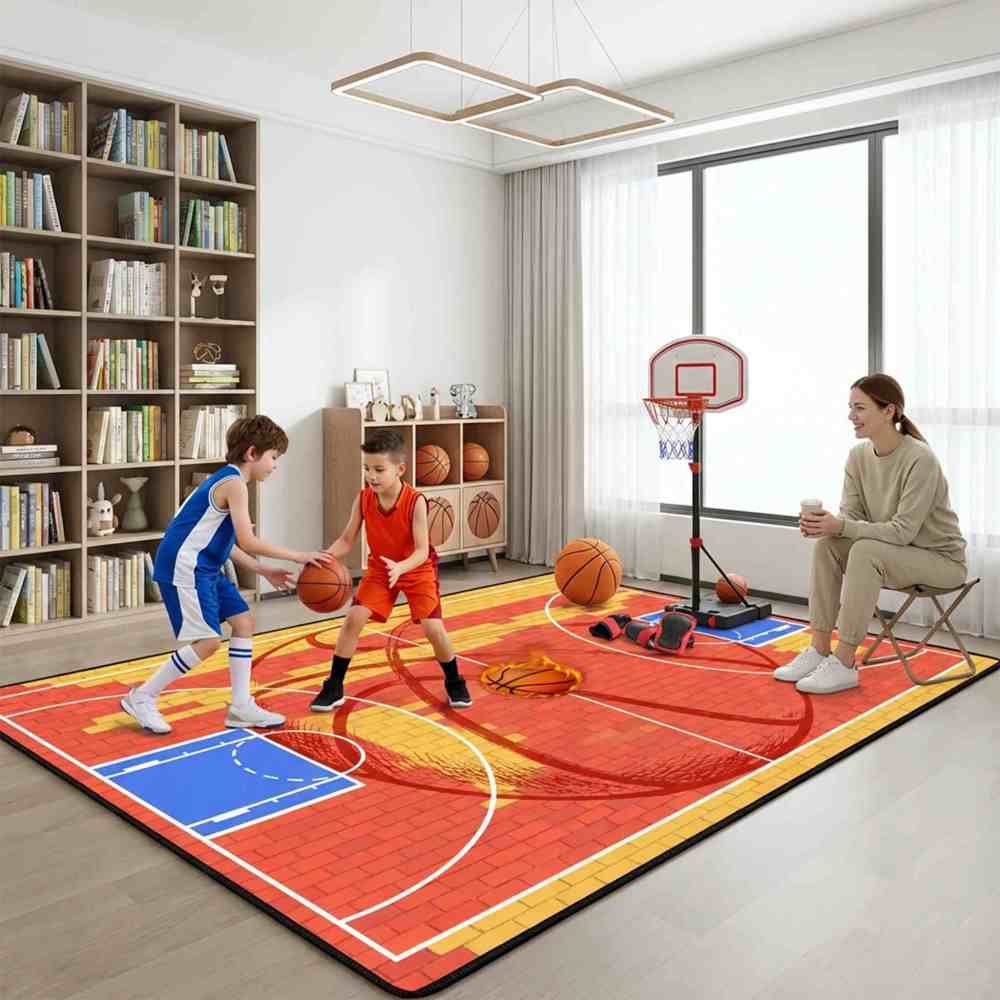 Boys Athletic Sports Theme Area Rug Kids Play Mat | CozyLil