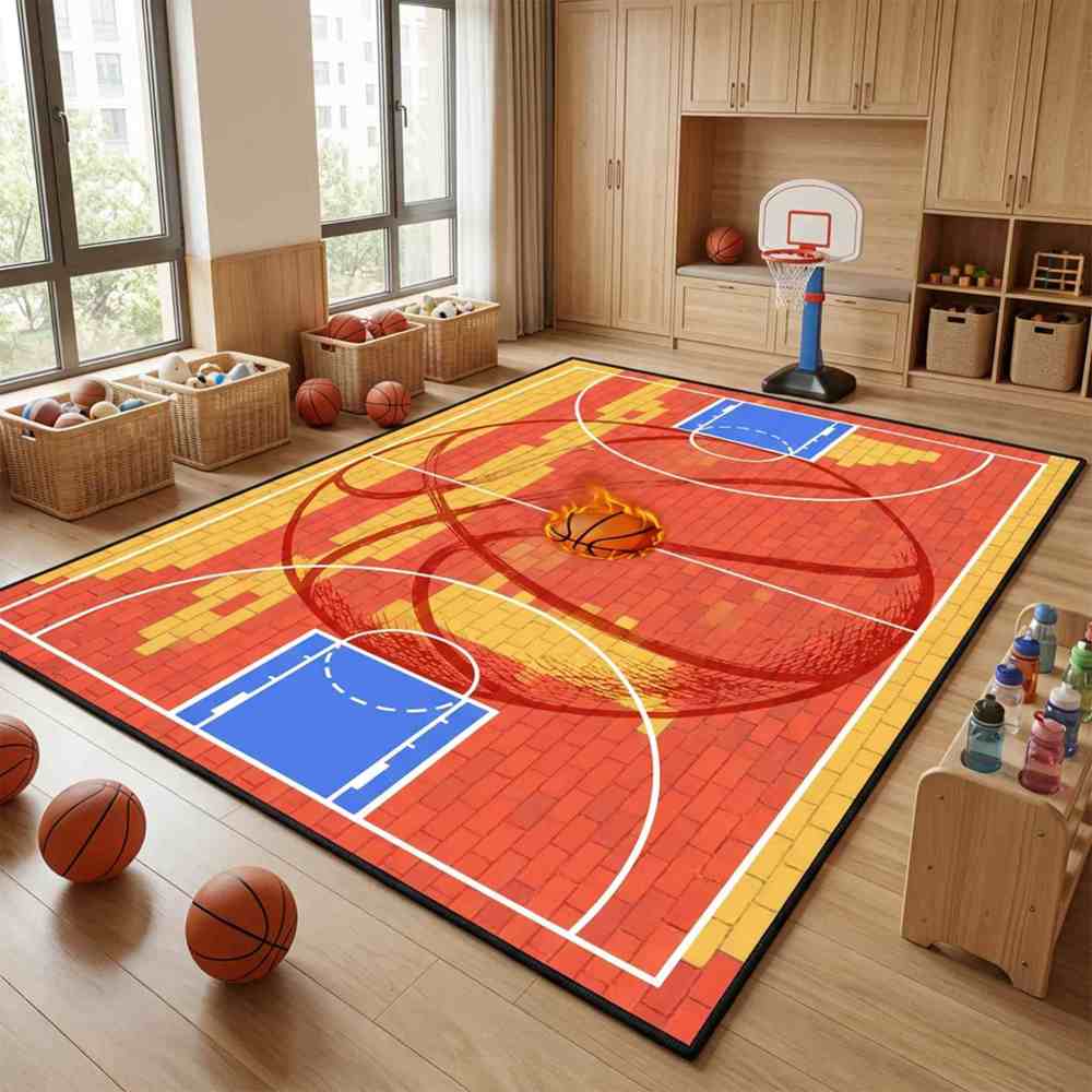 Boys Athletic Sports Theme Area Rug Kids Play Mat | CozyLil