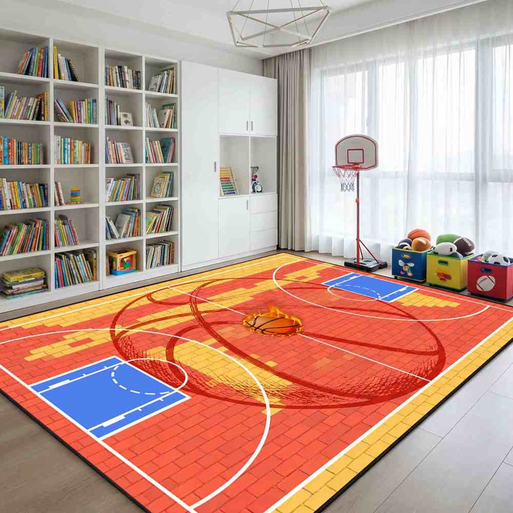 Boys Athletic Sports Theme Area Rug Kids Play Mat | CozyLil