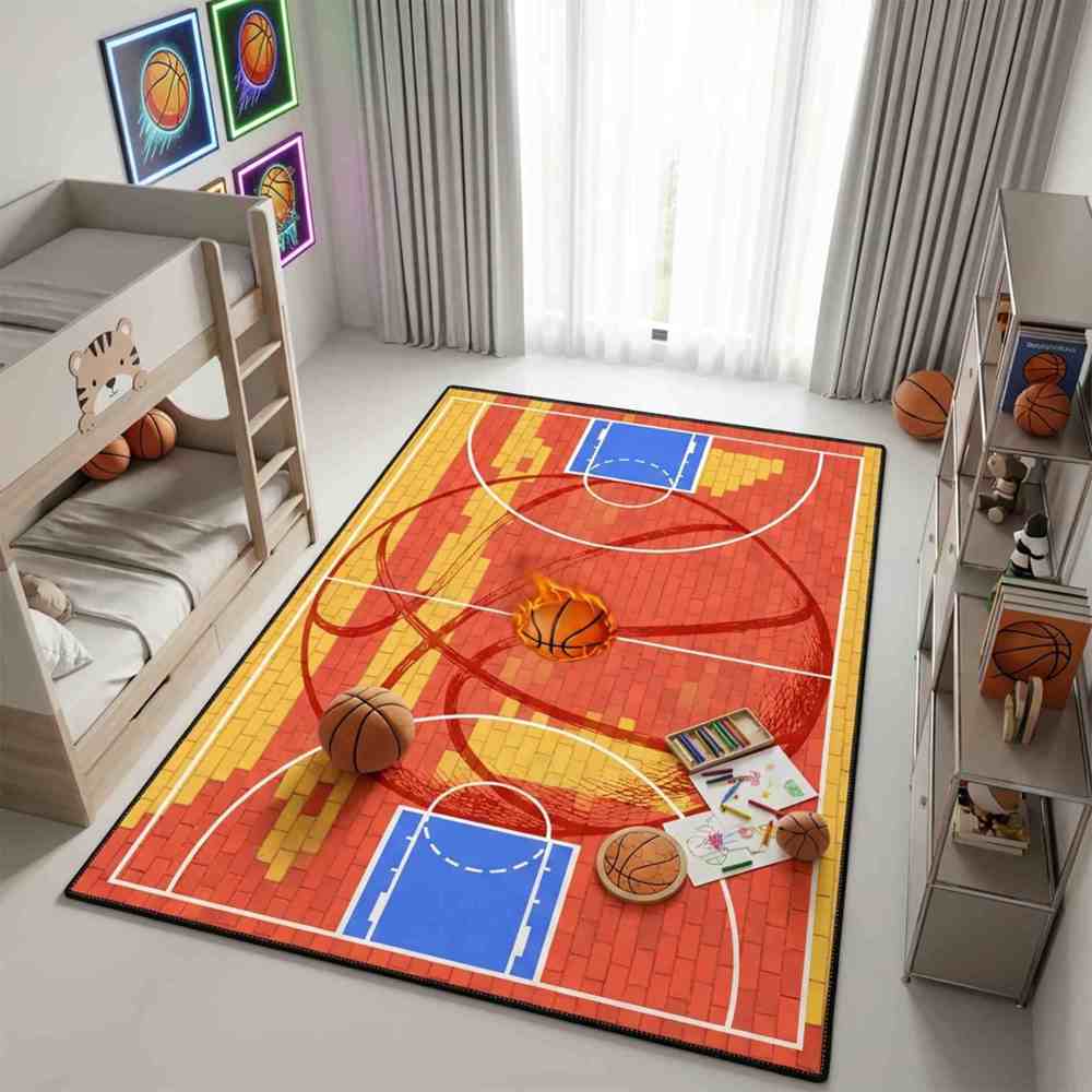 Boys Athletic Sports Theme Area Rug Kids Play Mat | CozyLil
