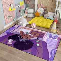 Purple Music Theme Black Girl Area Rug for Teen Bedroom | CozyLil