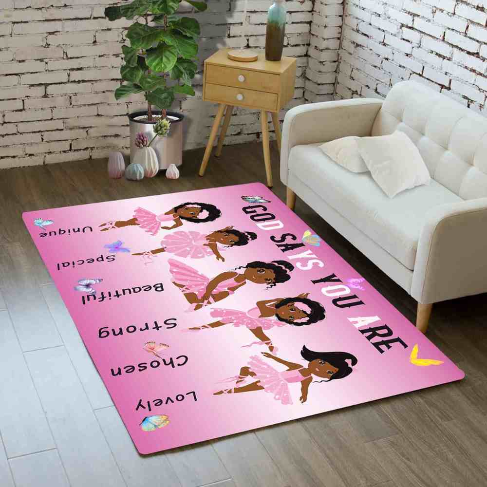 Inspirational Black Ballerina Girls Area Rug for Nursery | CozyLil