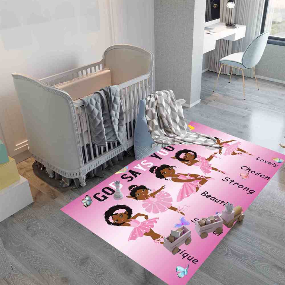 Inspirational Black Ballerina Girls Area Rug for Nursery | CozyLil
