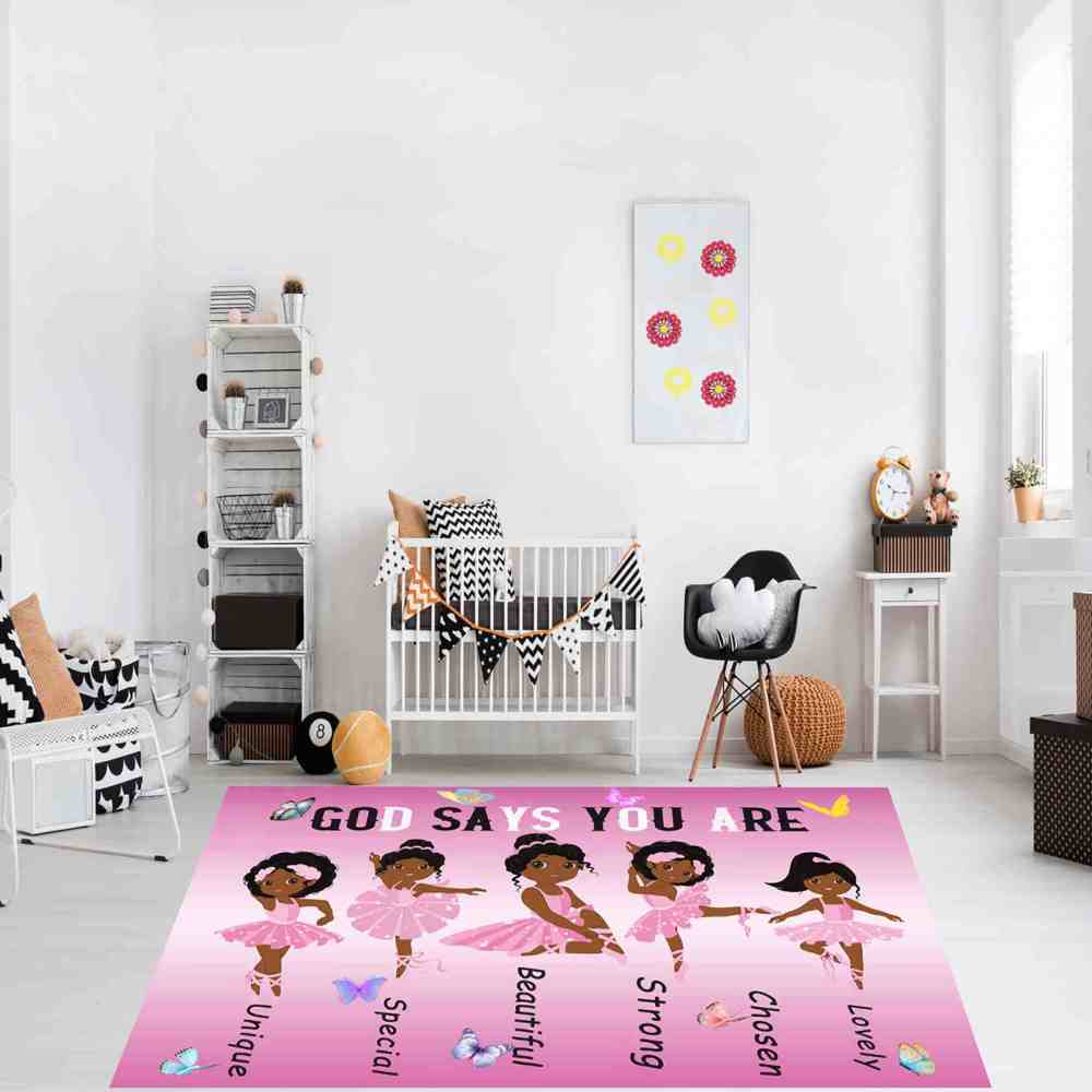 Inspirational Black Ballerina Girls Area Rug for Nursery | CozyLil