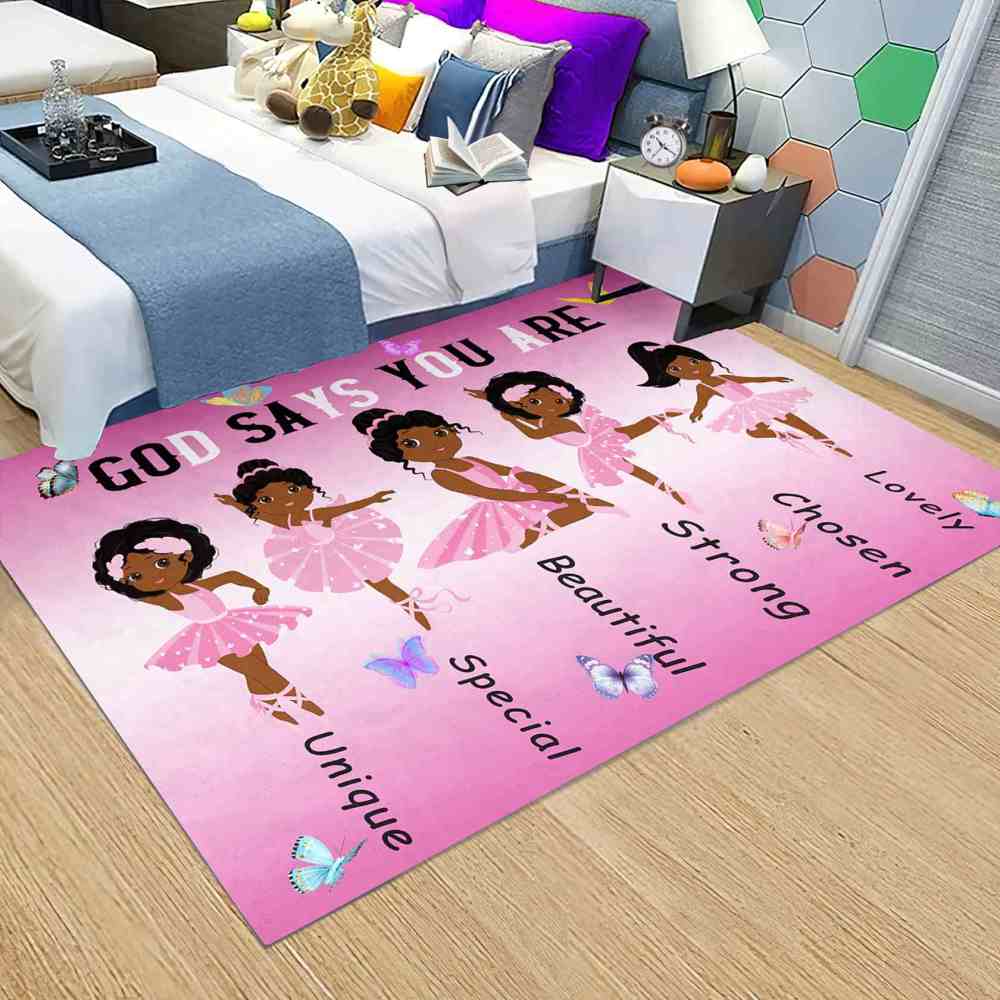 Inspirational Black Ballerina Girls Area Rug for Nursery | CozyLil