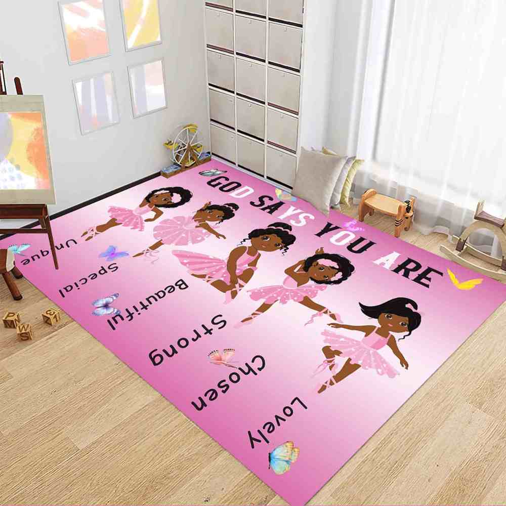 Inspirational Black Ballerina Girls Area Rug for Nursery | CozyLil