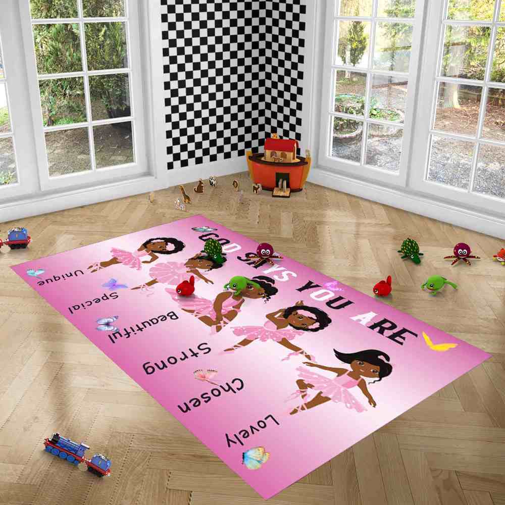 Inspirational Black Ballerina Girls Area Rug for Nursery | CozyLil
