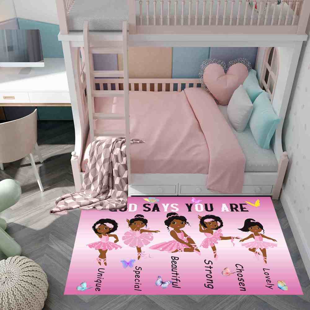 Inspirational Black Ballerina Girls Area Rug for Nursery | CozyLil