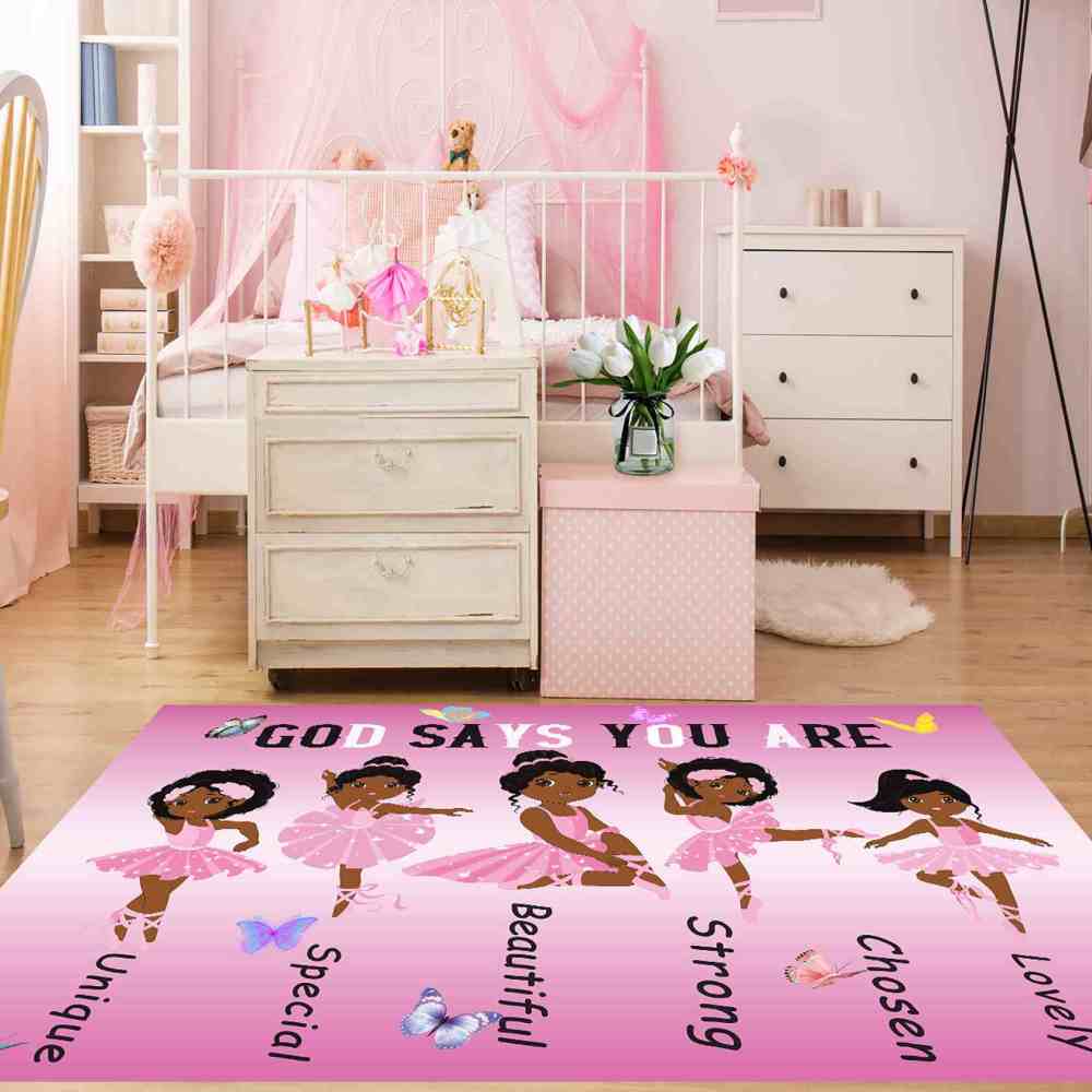 Inspirational Black Ballerina Girls Area Rug for Nursery | CozyLil