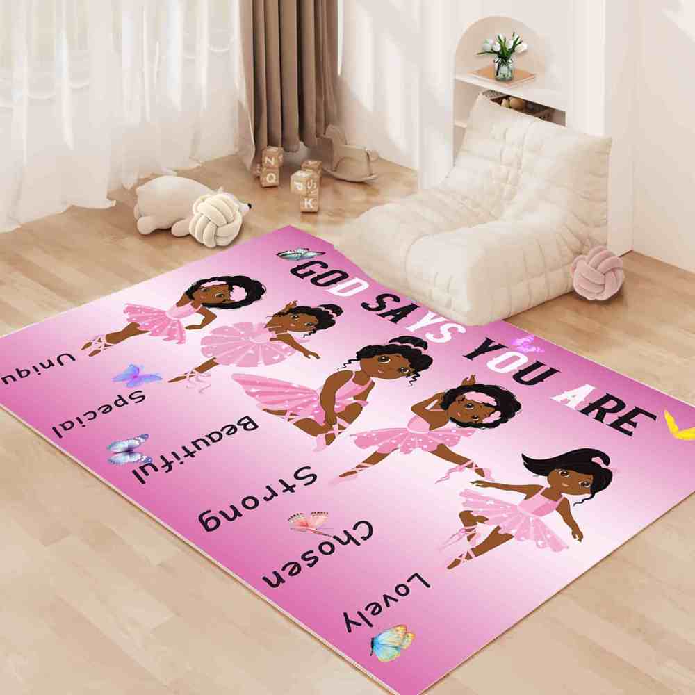 Inspirational Black Ballerina Girls Area Rug for Nursery | CozyLil