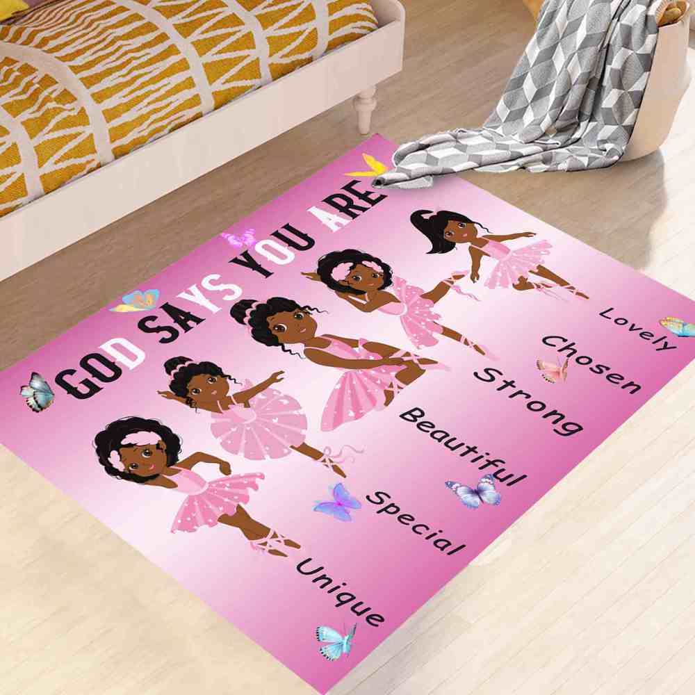 Inspirational Black Ballerina Girls Area Rug for Nursery | CozyLil