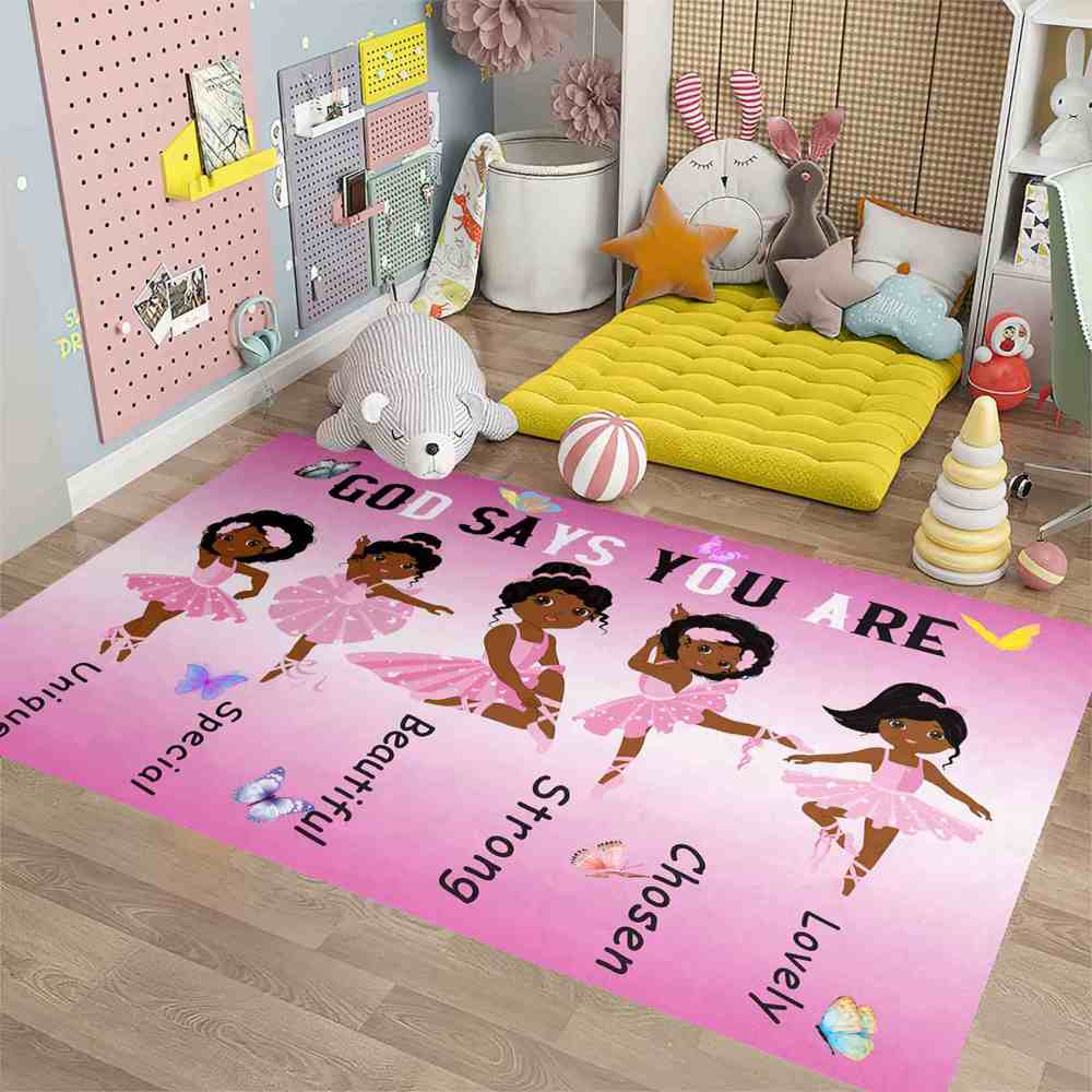 Inspirational Black Ballerina Girls Area Rug for Nursery | CozyLil