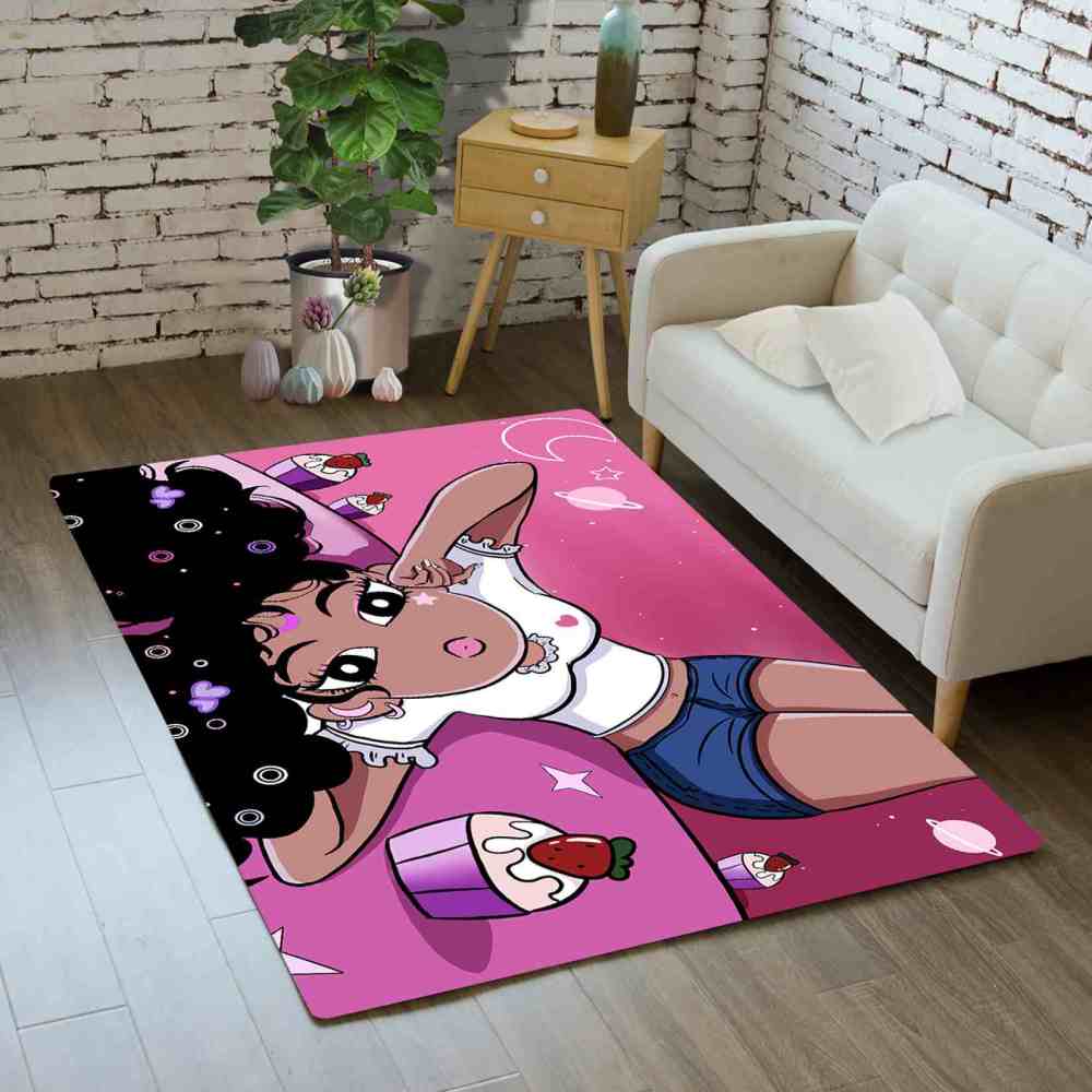 Pink Galaxy Cupcake Black Girl Area Rug for Girls Playroom | CozyLil