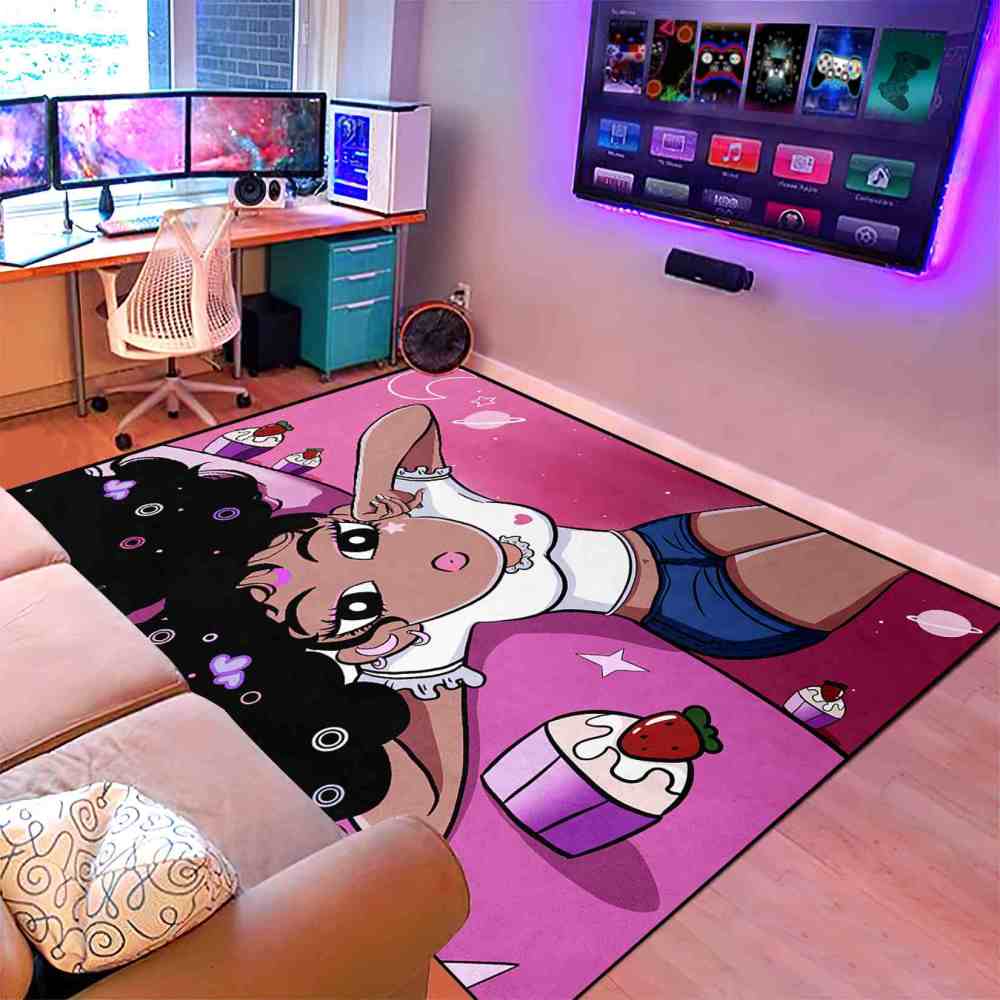 Pink Galaxy Cupcake Black Girl Area Rug for Girls Playroom | CozyLil