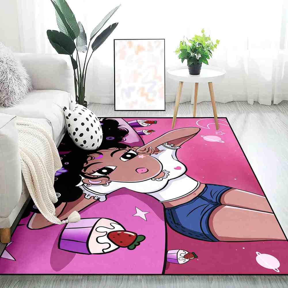 Pink Galaxy Cupcake Black Girl Area Rug for Girls Playroom | CozyLil
