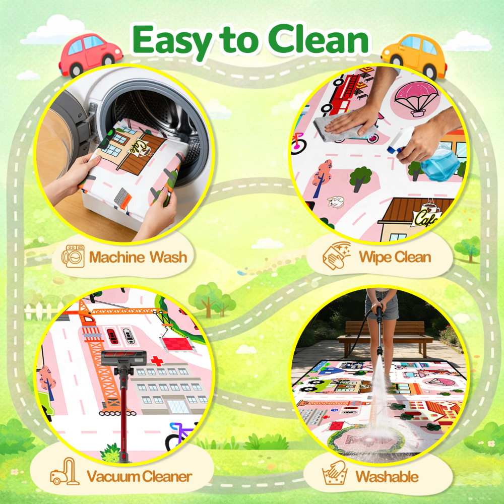Pink City Traffic Road Map Girls Nursery Play Mat | CozyLil