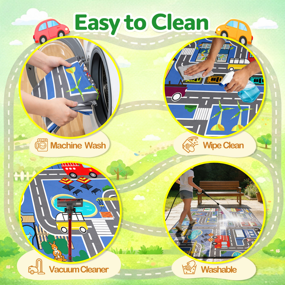 Blue Zoo and Traffic Road Map Boys Playroom Mat | CozyLil