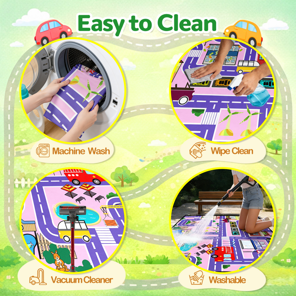 Purple Zoo and City Road Map Girls Play Mat | CozyLil
