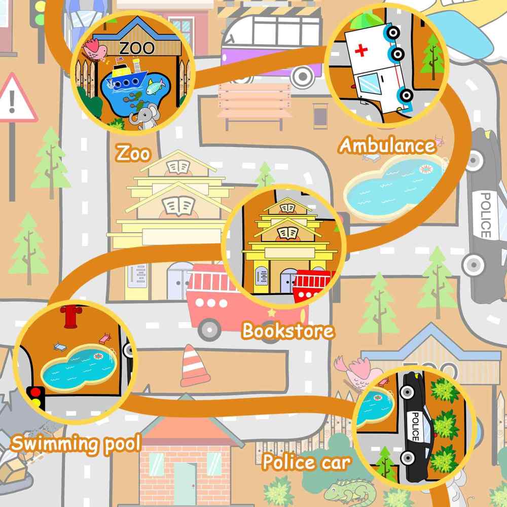 Orange City Traffic Rescue Vehicles Kids Play Mat for Boys Playroom | CozyLil