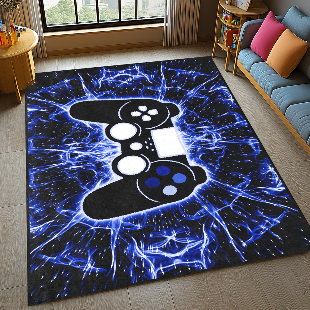 Blue Lightning Gamepad Kids Rug for Boys Room | CozyLil
