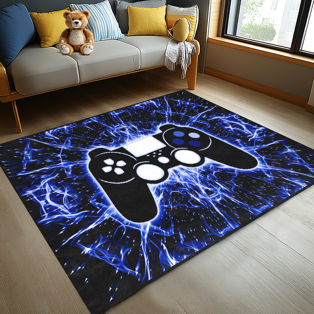 Blue Lightning Gamepad Kids Rug for Boys Room | CozyLil