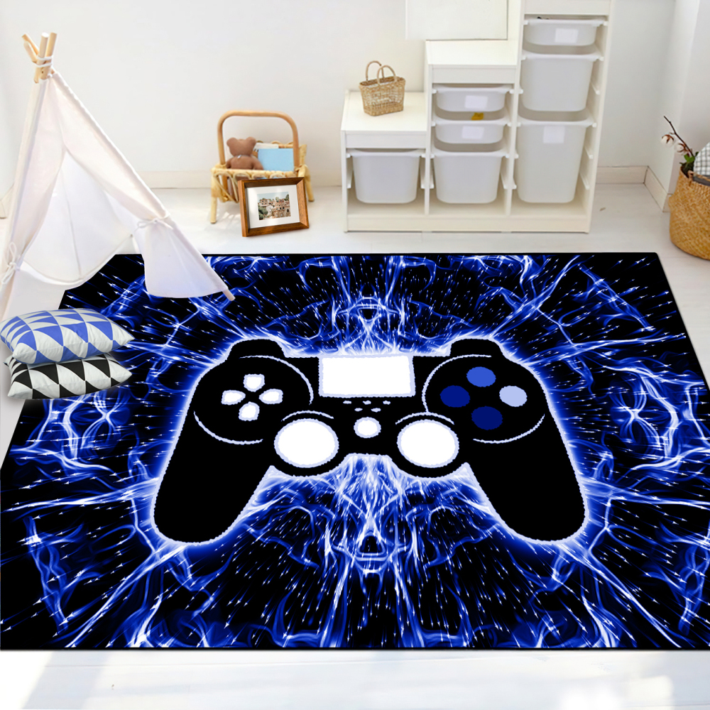 Blue Lightning Gamepad Kids Rug for Boys Room | CozyLil