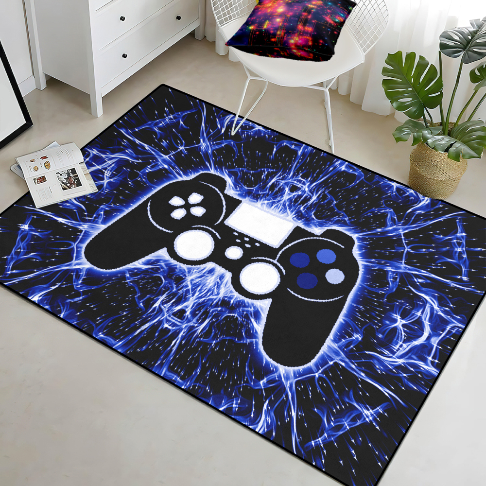Blue Lightning Gamepad Kids Rug for Boys Room | CozyLil
