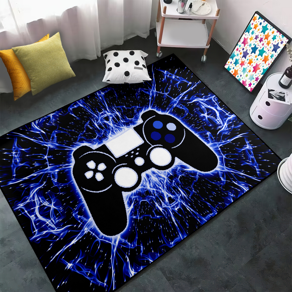 Blue Lightning Gamepad Kids Rug for Boys Room | CozyLil
