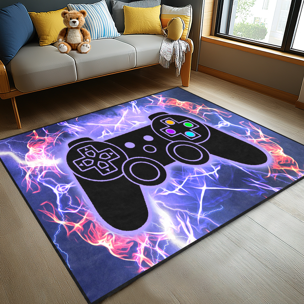 Purple Plasma Fire Gamepad Kids Rug for Boys Room | CozyLil