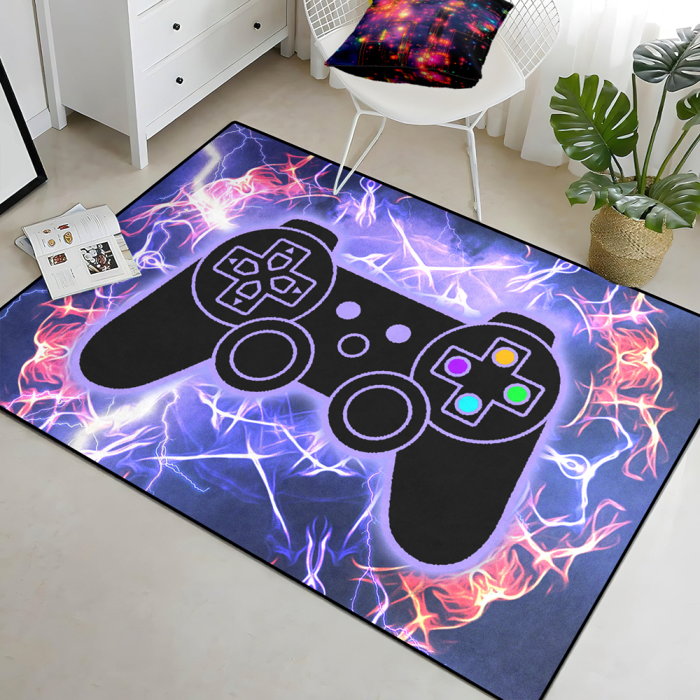 Purple Plasma Fire Gamepad Kids Rug for Boys Room | CozyLil