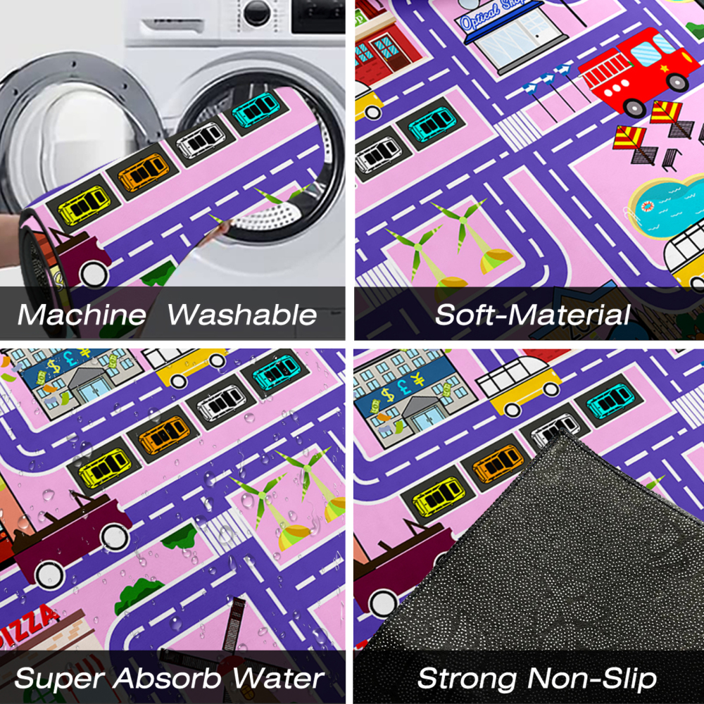 Purple Zoo and City Road Map Girls Play Mat | CozyLil
