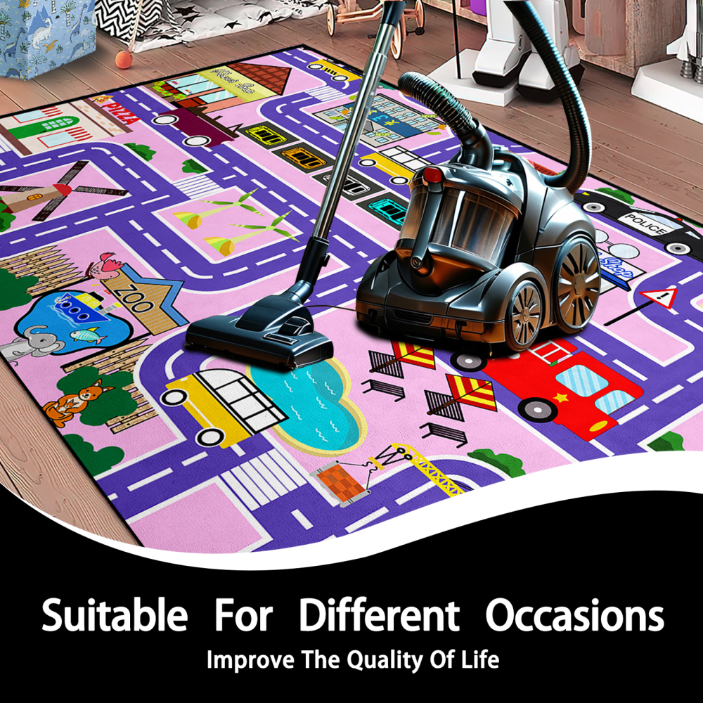 Purple Zoo and City Road Map Girls Play Mat | CozyLil