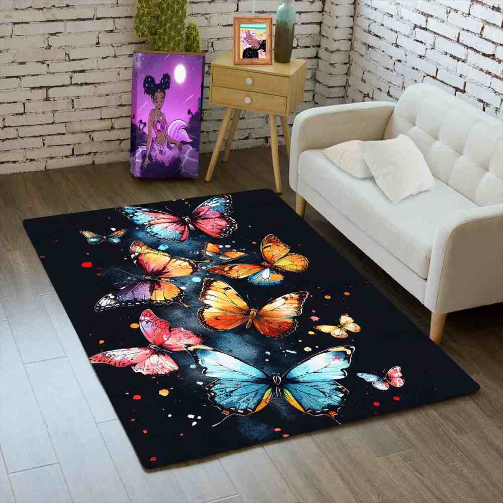 Artistic Splash Butterfly Kids Rug Girls Bedroom Nursery Mat | CozyLil