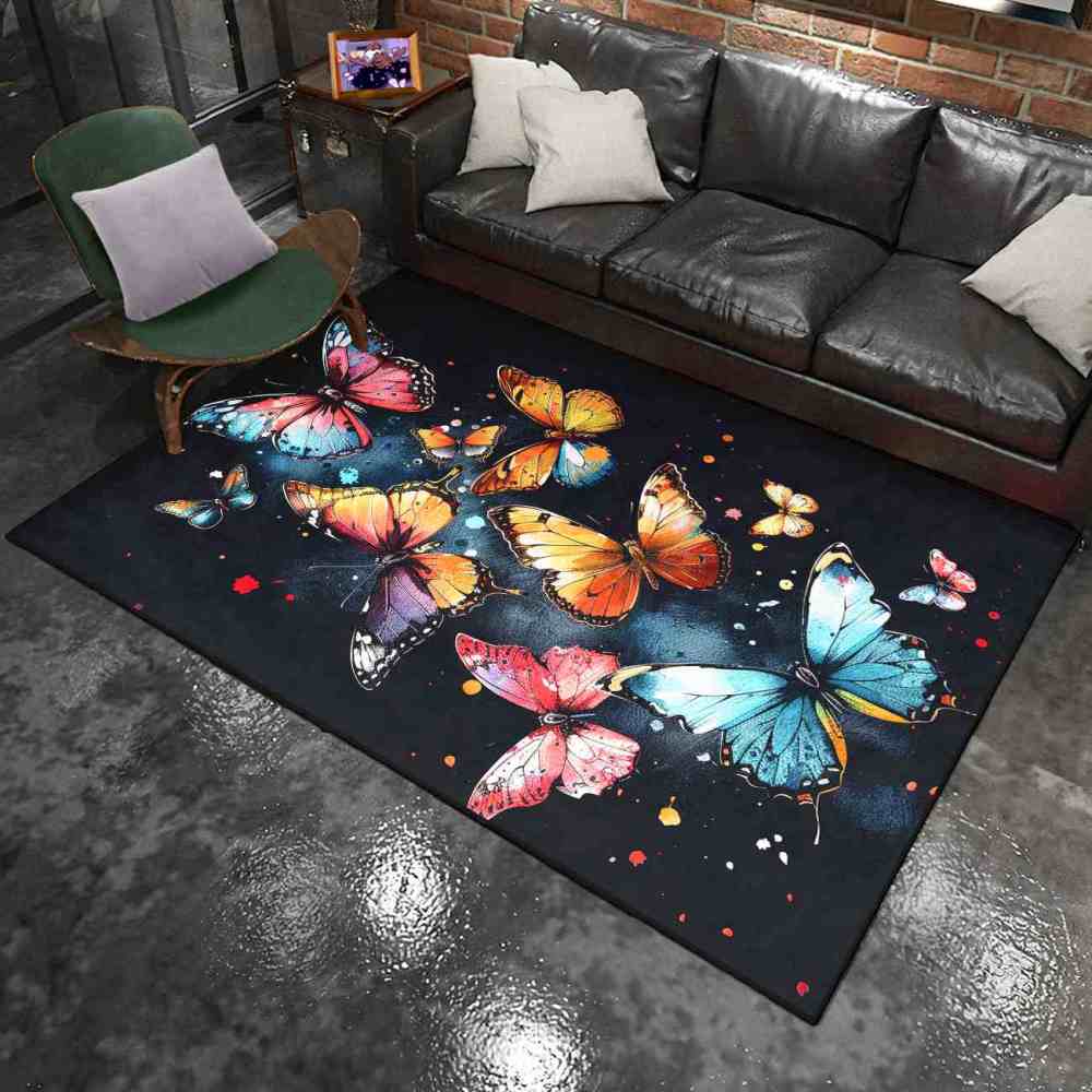 Artistic Splash Butterfly Kids Rug Girls Bedroom Nursery Mat | CozyLil