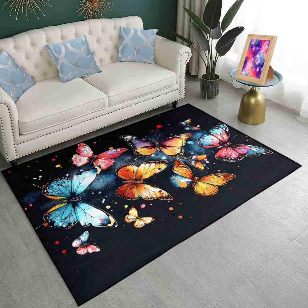 Artistic Splash Butterfly Kids Rug Girls Bedroom Nursery Mat | CozyLil