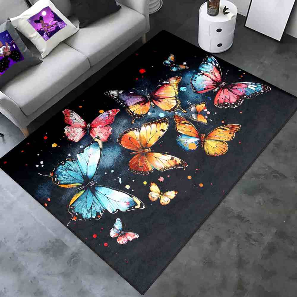 Artistic Splash Butterfly Kids Rug Girls Bedroom Nursery Mat | CozyLil