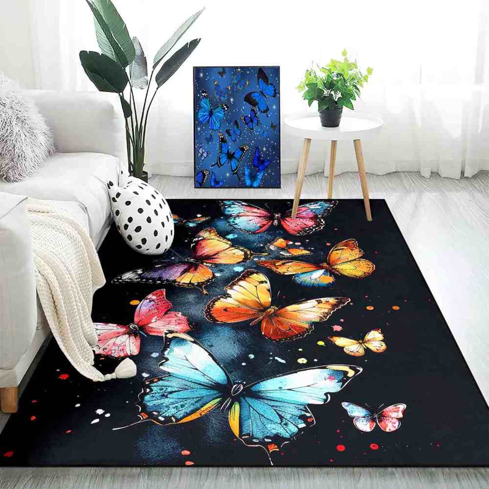 Artistic Splash Butterfly Kids Rug Girls Bedroom Nursery Mat | CozyLil