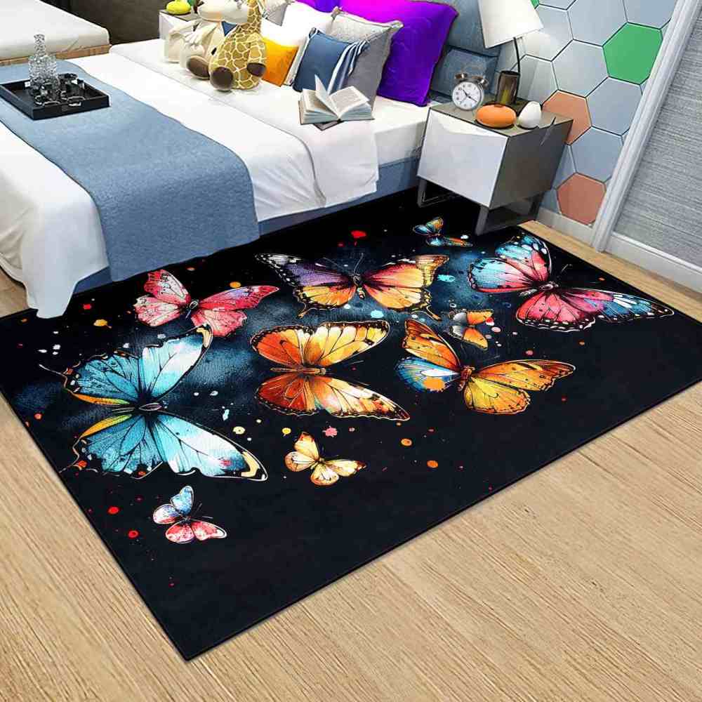 Artistic Splash Butterfly Kids Rug Girls Bedroom Nursery Mat | CozyLil