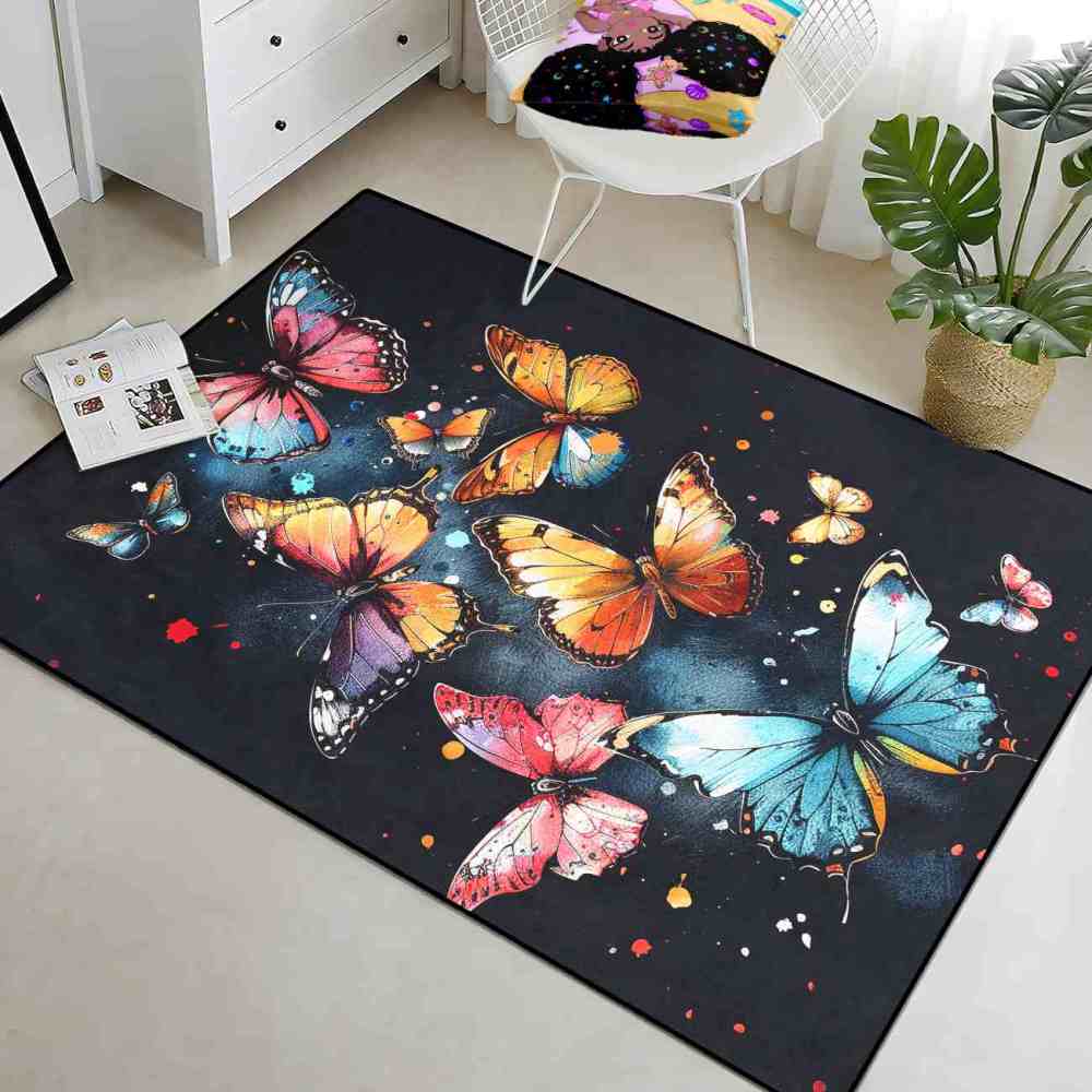 Artistic Splash Butterfly Kids Rug Girls Bedroom Nursery Mat | CozyLil