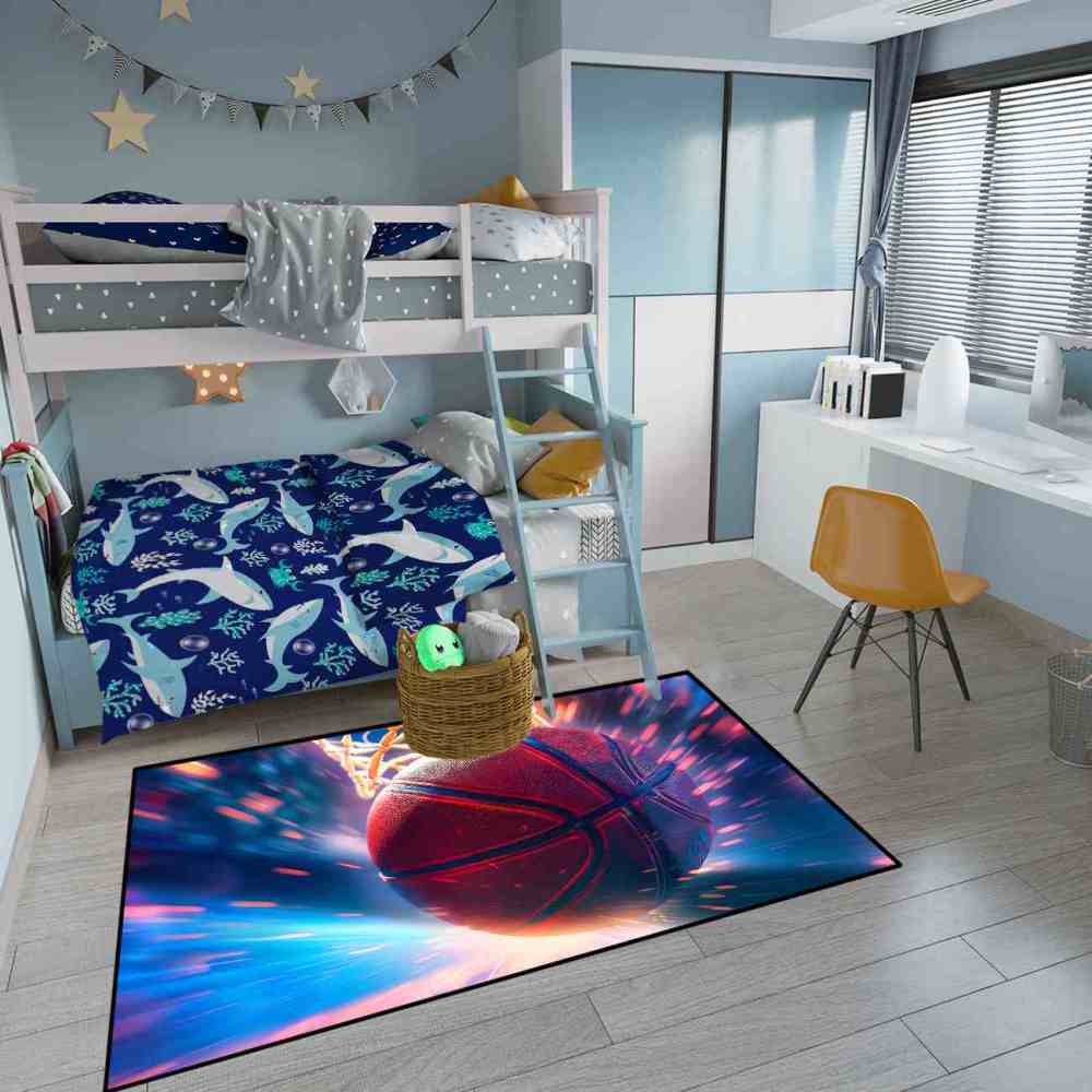 Red Flare Basketball Graphic Play Mat for Boys Bedroom | CozyLil