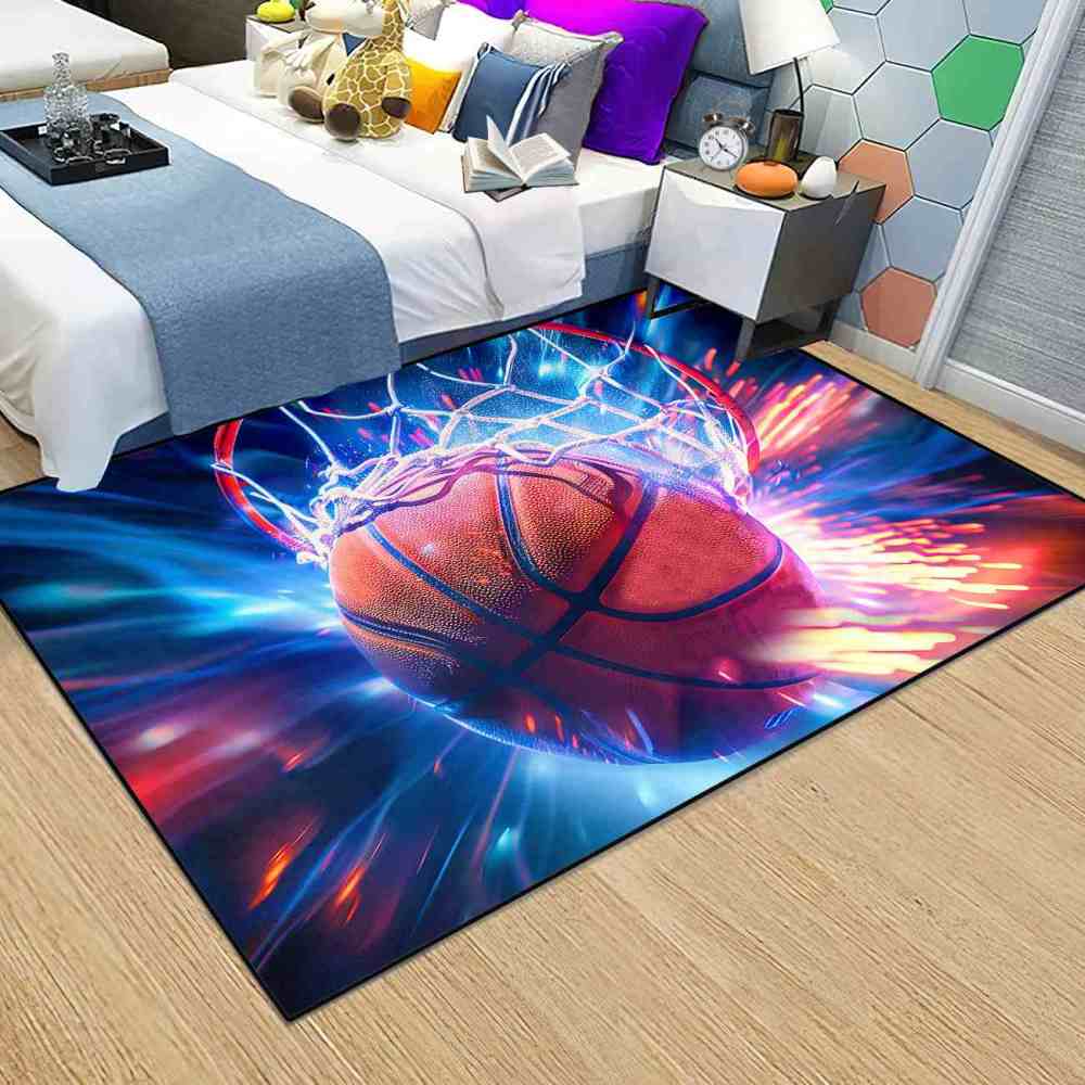 Red Flare Basketball Graphic Play Mat for Boys Bedroom | CozyLil