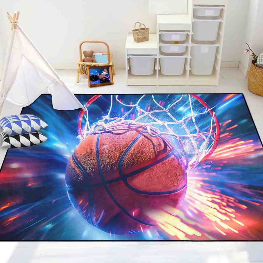Red Flare Basketball Graphic Play Mat for Boys Bedroom | CozyLil