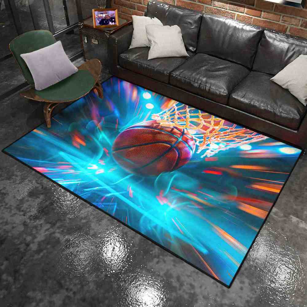Boys Basketball Speed Lines Playroom Area Rug | CozyLil
