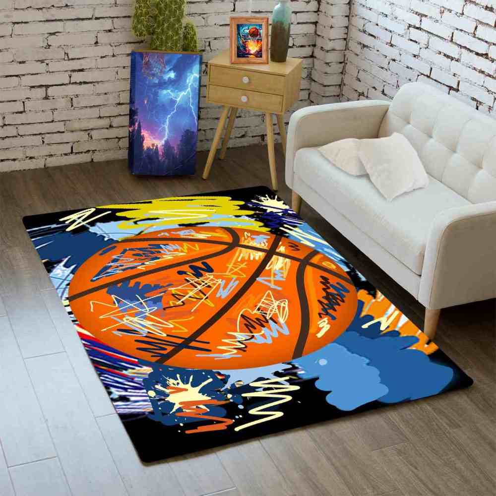 Street Art Graffiti Basketball Printed Area Rug Boys Room Playroom | CozyLil