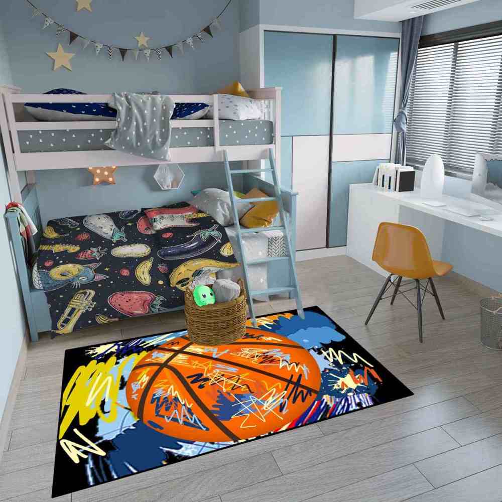 Street Art Graffiti Basketball Printed Area Rug Boys Room Playroom | CozyLil