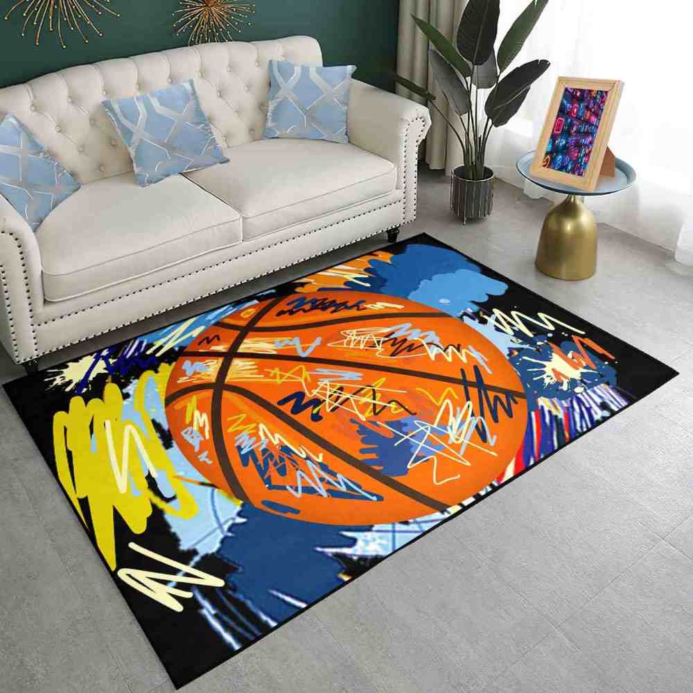 Street Art Graffiti Basketball Printed Area Rug Boys Room Playroom | CozyLil