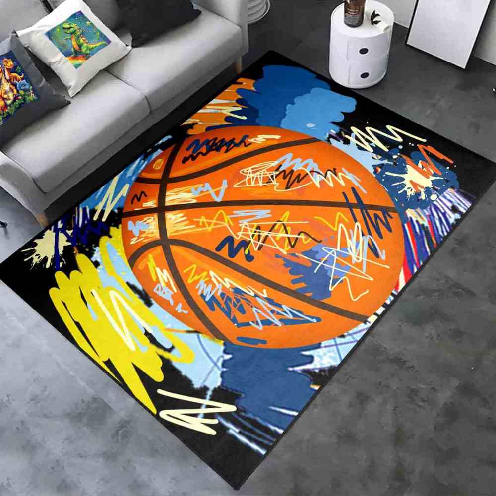 Street Art Graffiti Basketball Printed Area Rug Boys Room Playroom | CozyLil