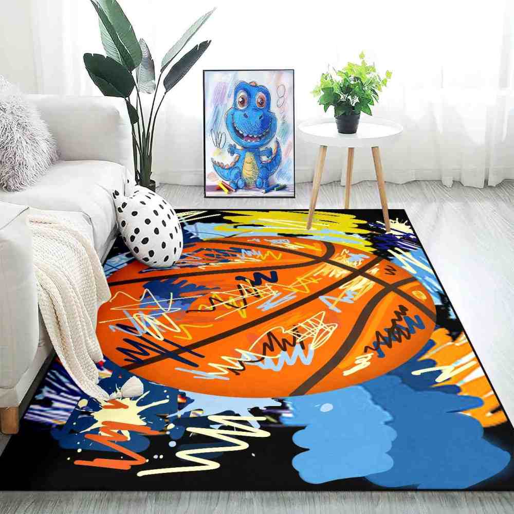 Street Art Graffiti Basketball Printed Area Rug Boys Room Playroom | CozyLil