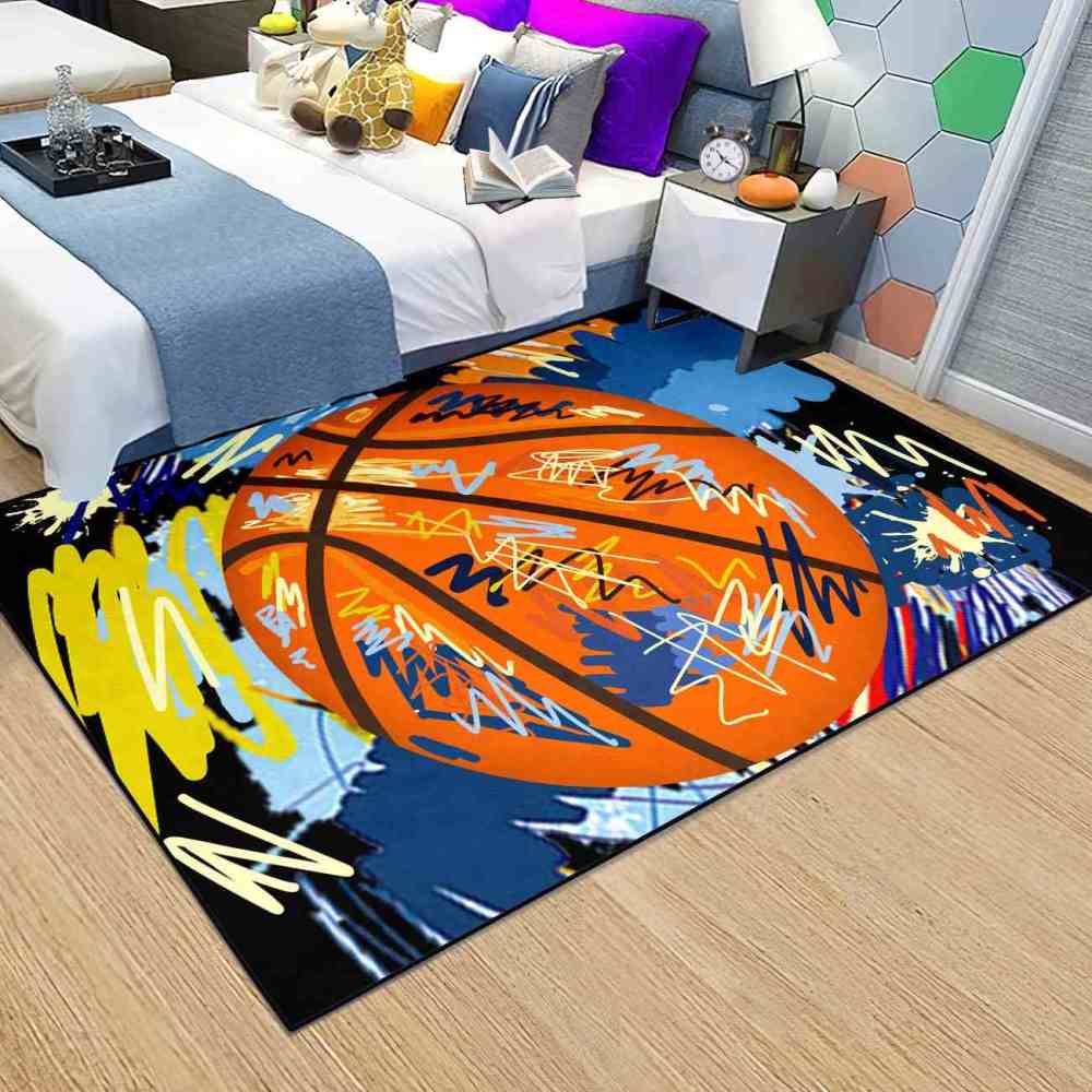 Street Art Graffiti Basketball Printed Area Rug Boys Room Playroom | CozyLil
