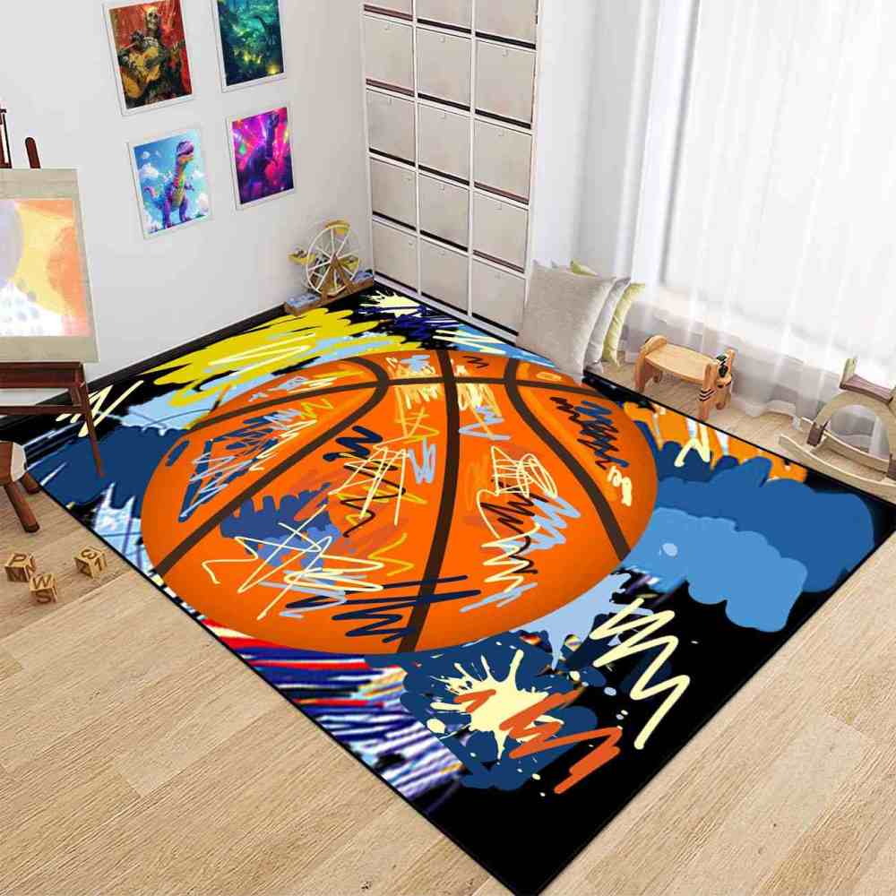 Street Art Graffiti Basketball Printed Area Rug Boys Room Playroom | CozyLil